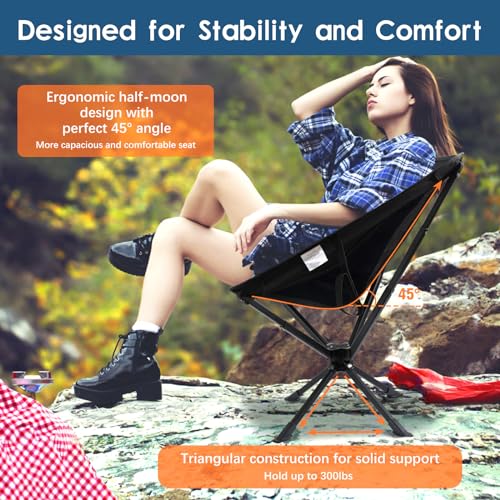 Raynesys 1 Pack Portable Camping Chair, Flexible 360° Rotation, Easy Carry, 8 Seconds Quick Setup Folding Camping Chair, ...