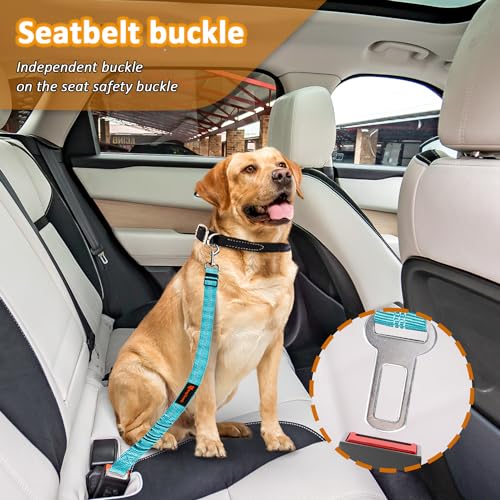 Removable Dog Seat Belt Harness for Car, 3 in 1 Pet Dog Car Seatbelt Leash, Retractable Restraint Secures to Vehicle Headr...