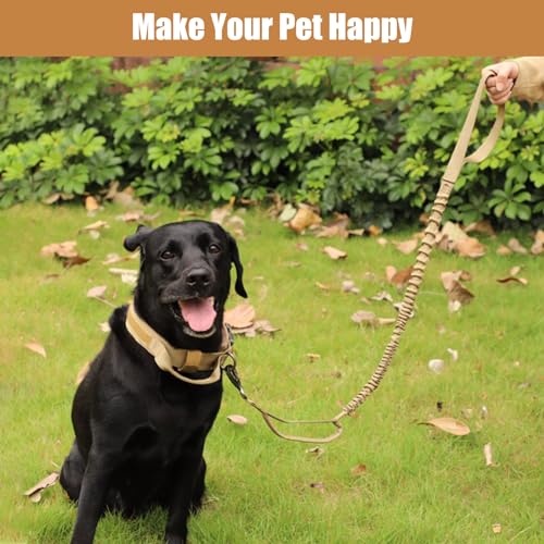 Tactical Dog Collar Leash Set, Adjustable Military Training Nylon Collar Dog Training with Control Handleand Metal Buckle,...