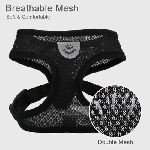 Hypeety Pet Dog Vest Harnesses Puppy Cotton Polyester Adjustable Dog Mesh Harness Travel Chest Strap Vest Reflective (S, B...