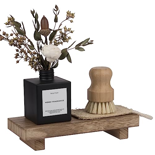 zoocatia Small Wood Tray Pedestal Stand Farmhouse Bathroom Decor Decorative Wooden Riser Kitchen Soap Dish Holder for Vani...
