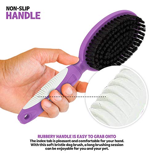 Soft Bristle Dog Brush For Short Haired Cats Or Dogs - Firm Bristles To Remove Dust, Dirt, And Loose Fur - Hook And Rubber...