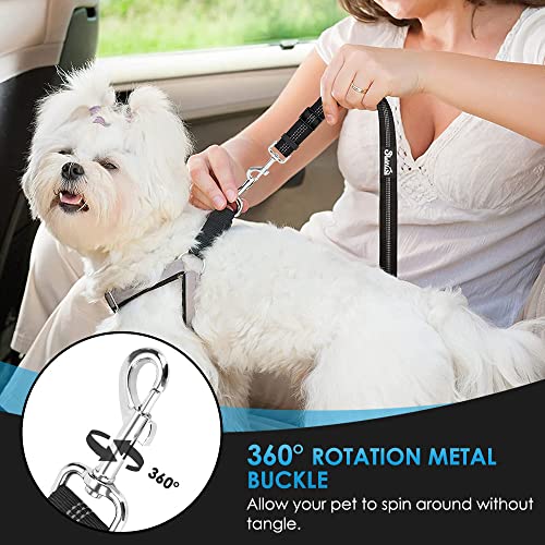 SlowTon Dog Seat Belt for Car, 2 Pack Dog Car Harness Seatbelt Adjustable with Elastic Bungee Buffer, 2 in 1 Pet Car Leash...