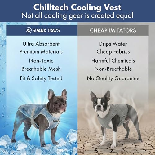 Spark Paws Dog Cooling Vest - SPF 50 UV Sun Protection - Summer Heat Relief Gear for Dogs, Lightweight, Evaporative Coolin...