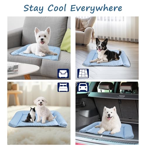 Cooling Mat for Dogs - 2025 Upgraded 24" x 14" Washable Pet Cooling Pad for Cats, Non-Slip Kennel Bed for Summer, Ultra-Co...