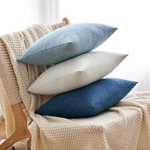 MIULEE Pack of 2 Decorative Linen Burlap Textured Pillow Covers Farmhouse Boho Accent Pillowcases Spring Coastal Home Deco...