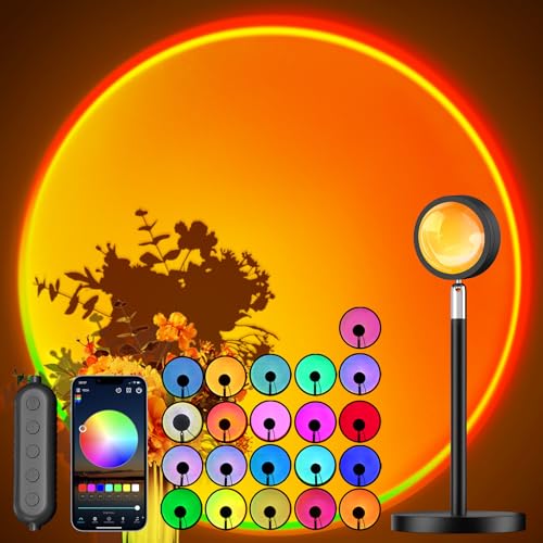 Madoury Sunset Lamp Projector with APP and Button Control, Multicolor Changing Projection Light Sunlight Lamp for Bedroom,...