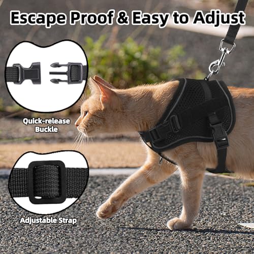 PUPTECK Cat Harness and Leash Set Escape Proof, Adjustable Reflective Kitten Jacket Easy Control, Pet Vest Harness for Cat...