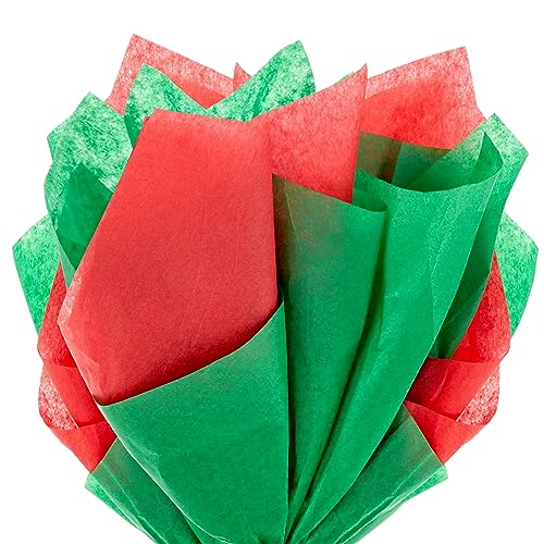 Hallmark Red and Green Bulk Tissue Paper for Gift Wrapping (100 Sheets) for Gift Bags, Christmas Presents, Holiday Crafts ...