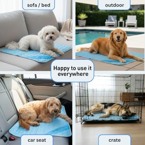 INSPECTOR TAIL Self Cooling Mat for Dog + Free String Bag/Washable & Portable Pet Soft Pad for Indoor or Outdoor/Perfect a...