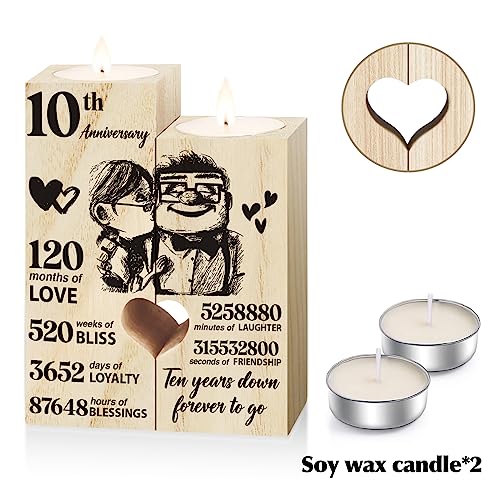 10th Anniversary Wedding Gifts for Wife, Husband, Couples Gift Candlestick,Ten Years Wedding Anniversary Presents for Her,...