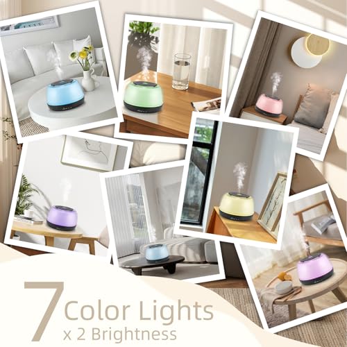 Marchred 300ML Essential Oil Diffuser - 8-Hour Aromatherapy with Remote Control, 7-Color LED Lights, 4 Timer Settings for ...
