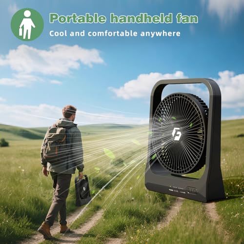 8-inch USB Portable Fan - 20800mAh Rechargeable Battery Operated Fan (80Hrs work time) - Personal Desk Fans - Battery Powe...