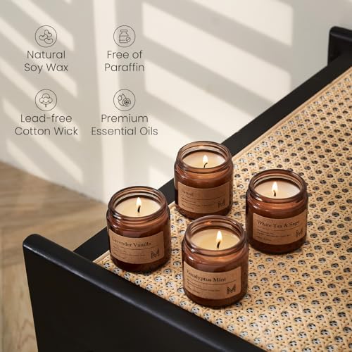 M&SENSE 4 Pack Christmas Candle Gift Set, Aromatherapy Candle Gift for Men and Women, Soy Wax Candles Home Scented, Long L...