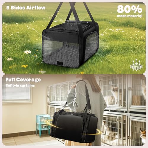 Top and 2 Sides Expandable Pet Carrier 17x11x9.5, TSA Airline Approved Small Dog Carriers for Small Dogs, Soft-Sided Cat C...