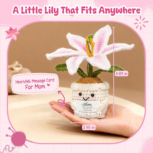 OASSIE Gifts for Mom - Emotional Support Crochet Lily Flower - Proud of You Motivational Positive Mothers Day Birthday Gif...