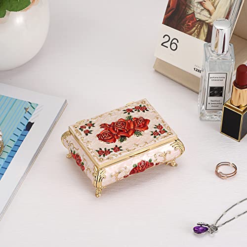 Hipiwe Vintage Metal Jewelry Box Small Treasure Chest Case Trinket Organizer Earrings Necklace Bracelet Storage Box Ring B...