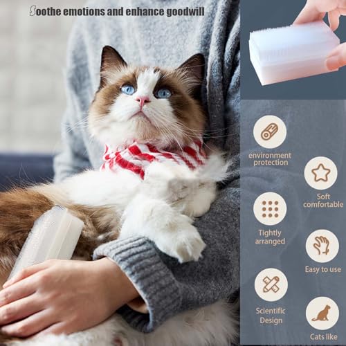SoarExcelyy 2PC Soft Cat Brush for Grooming - Gentle Cat Tongue Brush with 1300+ Barbed Serrations, Brushes for Sensitive ...