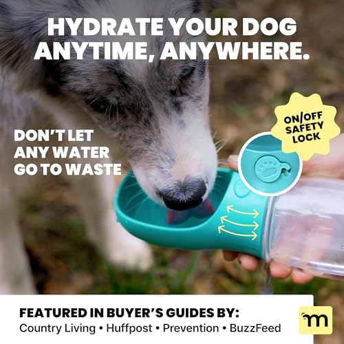 MalsiPree Dog Water Bottle Dispenser - 12 oz Blue - Leak-Proof Lock & One-Hand Operation - Dog Water Bowl Dispenser - Pet ...