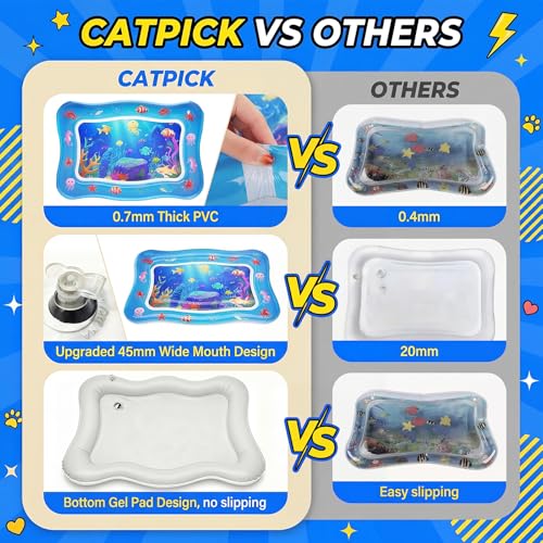 Aoioploa Cat Water Mat - Interactive Cat Toys Upgraded Thickened 0.7mm PVC Cooling & Heating Water Bed with Floating Fish,...