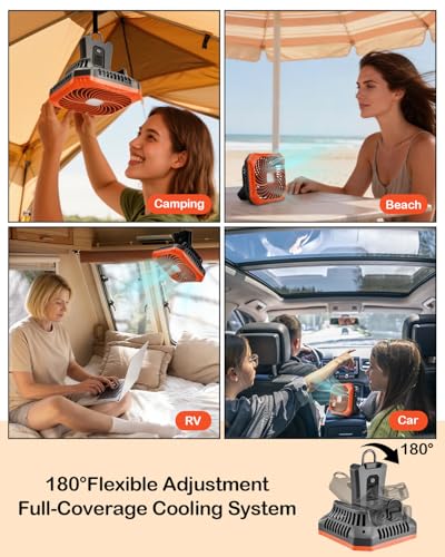 Odoland Portable Camping Fan with LED Lantern, 40H Rechargeable Battery Operated Quiet Tent Fan with Hanging Hook for RV C...