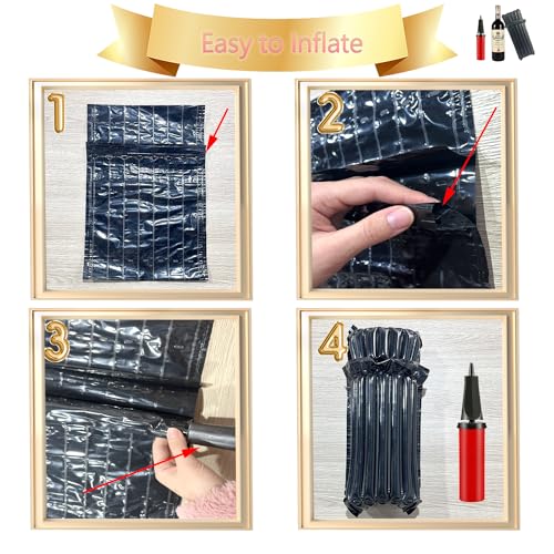 10 Wine Shipping Box Sets,Include 10 Wine Boxes for Shipping and 10 Bottle Protector Bags with 1 Reusable Air Pump,Inflata...