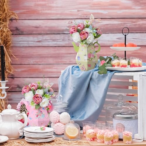 Daifunli 6 Sets Tea Party Princess Decorations Flower Boxes Afternoon Teapot Centerpieces for Table Teapot Vase Table Deco...