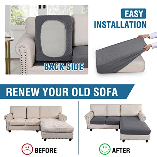 H.VERSAILTEX Sectional Couch Covers 3 Pieces Sofa Seat Cushion Covers L Shape Separate Cushion Couch Chaise Cover for Both...