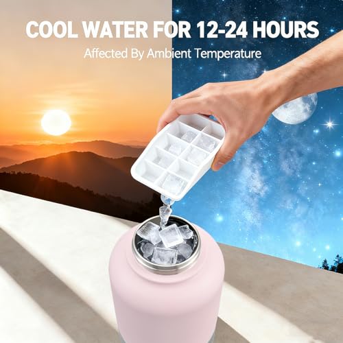Cibaabo Insulated Dog Water Bottle with 2 Bowls, 32oz Travel Stainless Steel Double Wall Thermos, Portable Pet Dispenser, ...