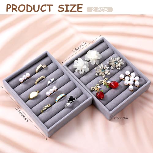 Xthrotsenk 2pcs Small Ring Organizer Ring Holder Display Tray Velvet Rings Earrings Insert Holder for Girl Store Selling o...