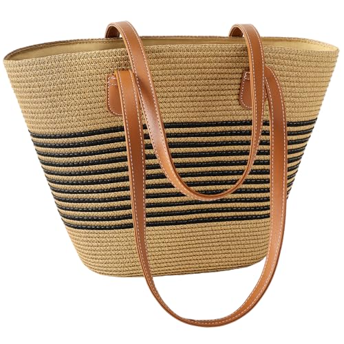 Beach Bags for Women, Summer Straw Beach Bag Straw Purse Shoulder Handbags Large Beach Tote for Summer Vacation