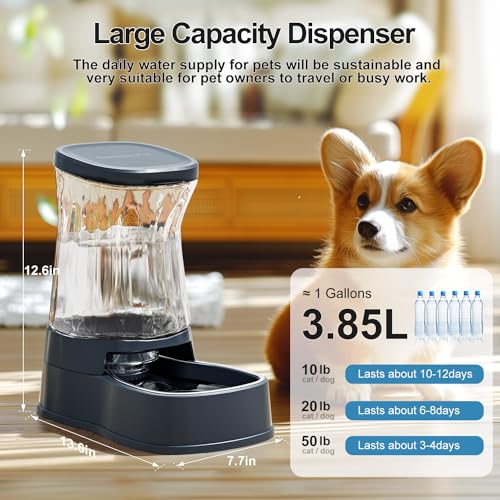 Gardner Pet Automatic Dog Water Dispenser Gravity Stainless Steel Water Waterer Feeder, 100% BPA-Free Large Capacity Water...