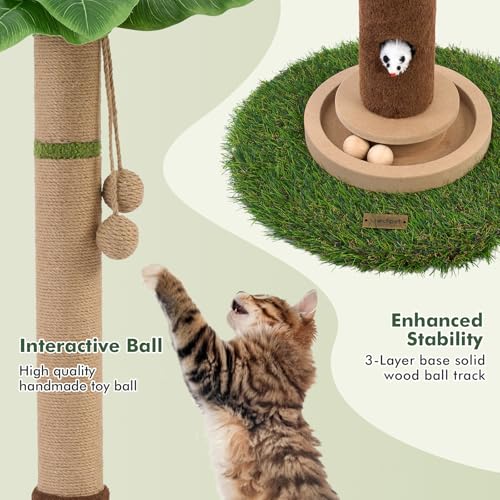 Woochpet Cat Scratching Post 35'' Tall Cat Scratcher Tree Tower Scratching Posts for Indoor Cats with Cat Toy Mouse Hole a...