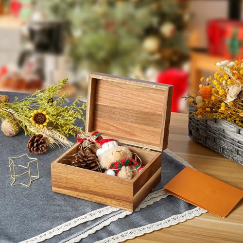 DRASTAR Keepsake Box, Acacia Wood Memory Box with Hinged Lids, Wooden Jewelry Box, Small Storage Box,3x5, 4x6 Decorative C...