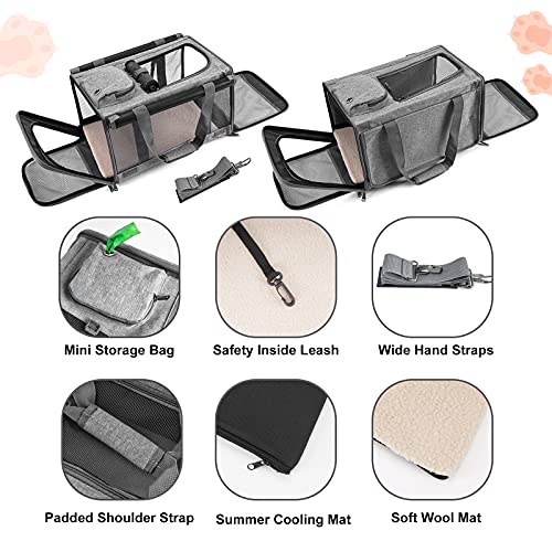 GAPZER Pet Carrier for Large Cats, Soft-Sided Cat Carrier for Medium Big Cats and Puppy up to 20lbs, Washable Dog Carrier ...