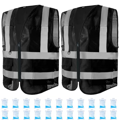 Jexine 2 Pcs Cooling Vest for Men Women, 24 Pcs Ice Packs, Adjustable Ice Vest Cool Jacket for Hot Weather Summer Work Run...