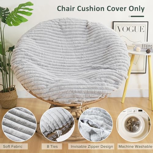 Homlazeezy Papasan Chair Cushion Cover Only 50"x50", Removable Slipcover Without Cushion, Soft Faux Fur Cushion Covers wit...