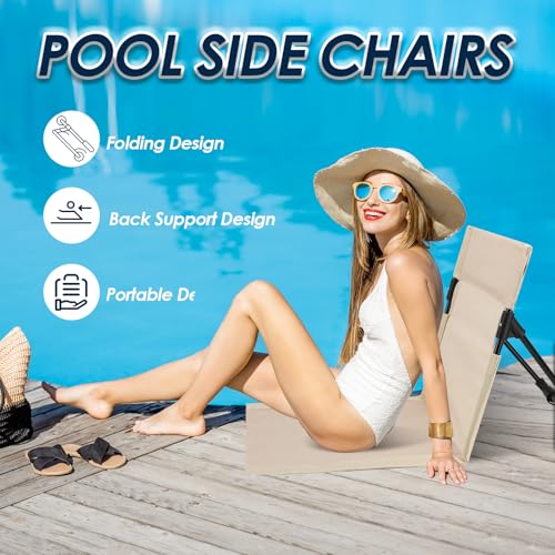 Gugxiom 2 Pcs Foldable Pool Chairs, Portable Outdoor Chair for Poolside, Beach Chairs for Beach Poolside Camping Picnic La...