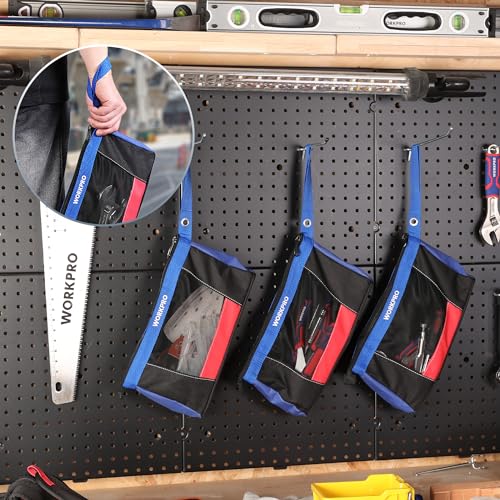 WORKPRO 12" Tool Pouches with Zipper, Heavy-Duty Small Tool Bag, Utility small tool pouch for Tool Organizers and Storage,...