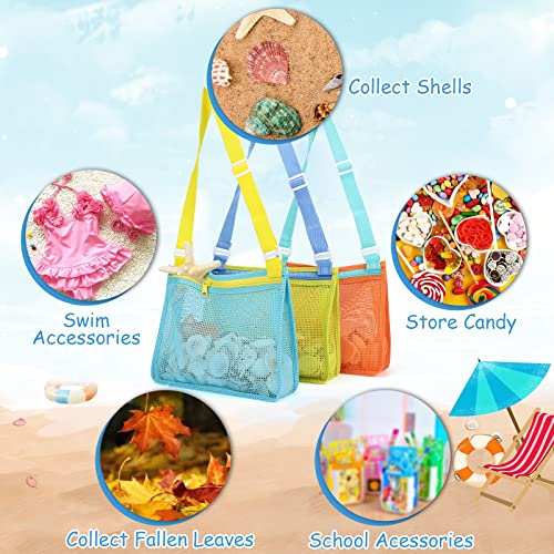 Tagitary Beach Toy Mesh Beach Bag Kids Shell Collecting Bag Beach Sand Toy Totes for Holding Shells Beach Toys Sand Toys S...