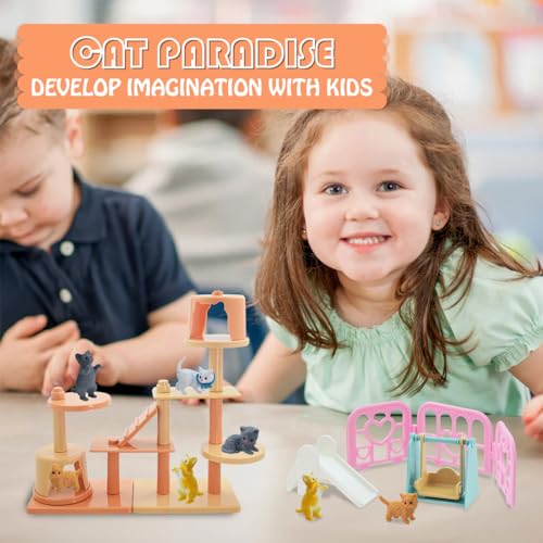 iselyn Pet Pretend Play Toys, 48Pcs Cat Figures Toys for Kids Realistic Detailed Cat Care Center with Accessories Toy Sets...