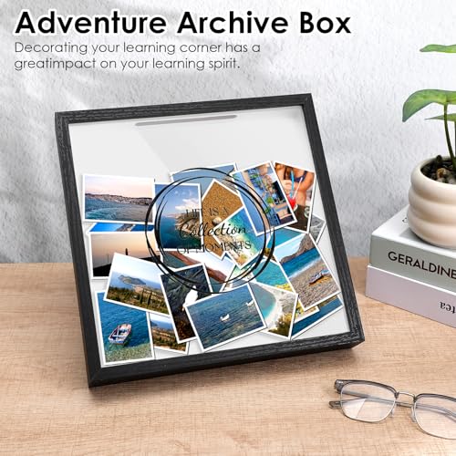 HOFURME Travel Adventure Archive Shadow Box For Memories, Concert Travel Ticket Stub Memory Top Loading Shadow Keepsake Bo...