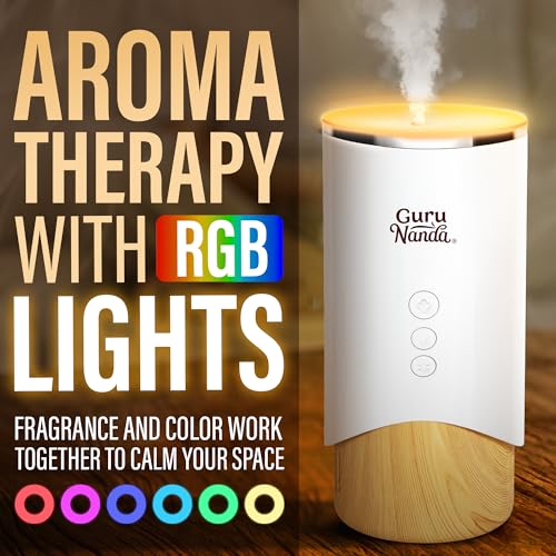 GuruNanda Calm Aura Essential Oil Diffuser, Sleek Modern Aromatherapy Diffuser with Turbo & Mist Modes, Auto Shut-Off Safe...