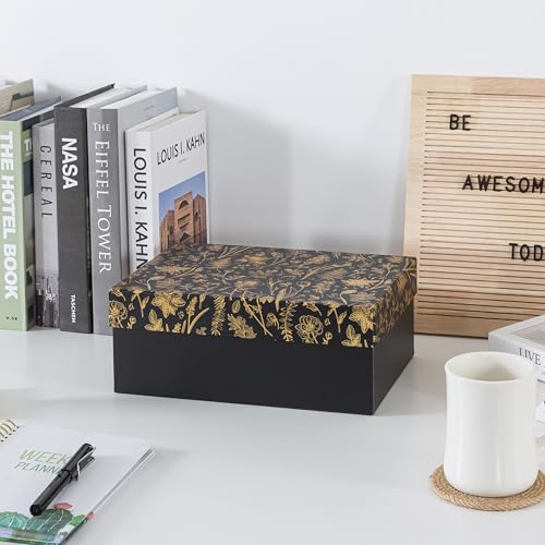 Soul & Lane Decorative Photo Storage Box with Lid, 11.7" × 7.7" × 4.5", Memory Box for Keepsakes, Floral Cardboard Picture...