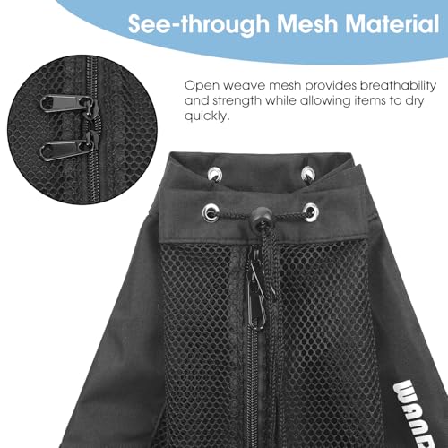 WANDF Swim Bag Mesh Drawstring Backpack Beach Backpack for Swimming, Gym, and Workout Gear