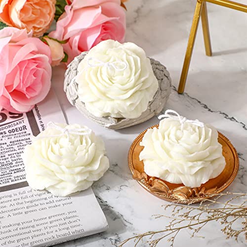 Roowest 3 Pcs Flower Shape Trendy Candles Floral Shaped Aesthetic Candle Soy Wax Handmade Minimalism Decorative for Home S...