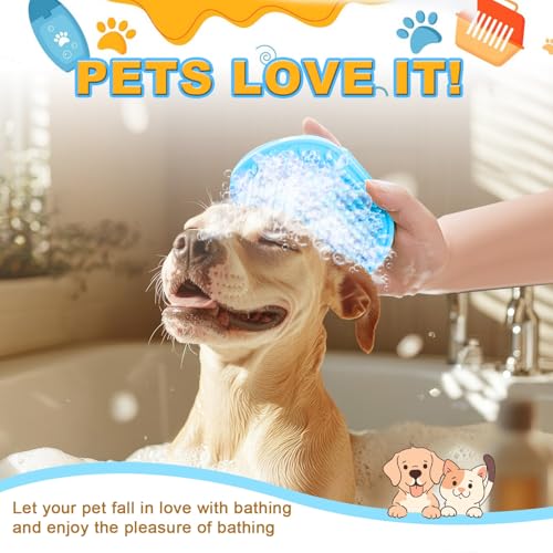 Peehss 3Pcs Dog Bath Brush, Dog Scrubber for Bath, Dog Shampoo Brush Bubble Maker, Dog Paw Washer, dog grooming Massage Br...