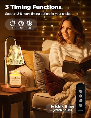 TATAANTY Candle Warmer Lamp with Timer Dimmable, Height-Adjustable Candle Warmer with 2 Bulbs, Melt Wax Warmer Lamp, House...