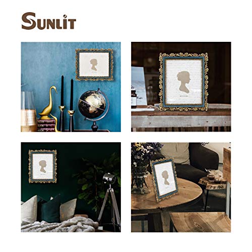 Sunlit Vintage Picture Frame 8x10 Inch, Luxury Antique Photo Frames with Glass Front, Photo Display, Tabletop Wall Hangin...