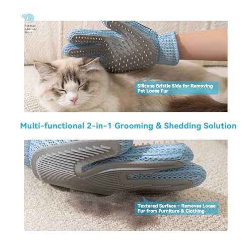 Guilinyuheng Pet Hair Remover Glove for Dogs & Cats, Upgraded Reusable 5-Finger, Gentle Deshedding Grooming Brush, Pet Hai...